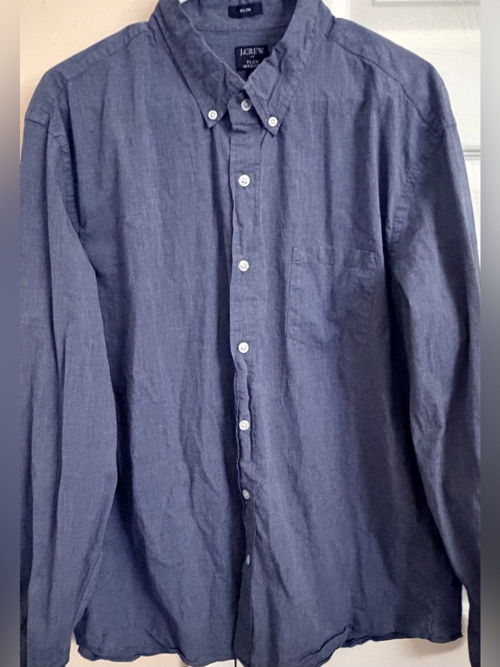 J. Crew Slim Flex Washed Blueish Gray Solid Men’s XL Long Sleeve Button Down